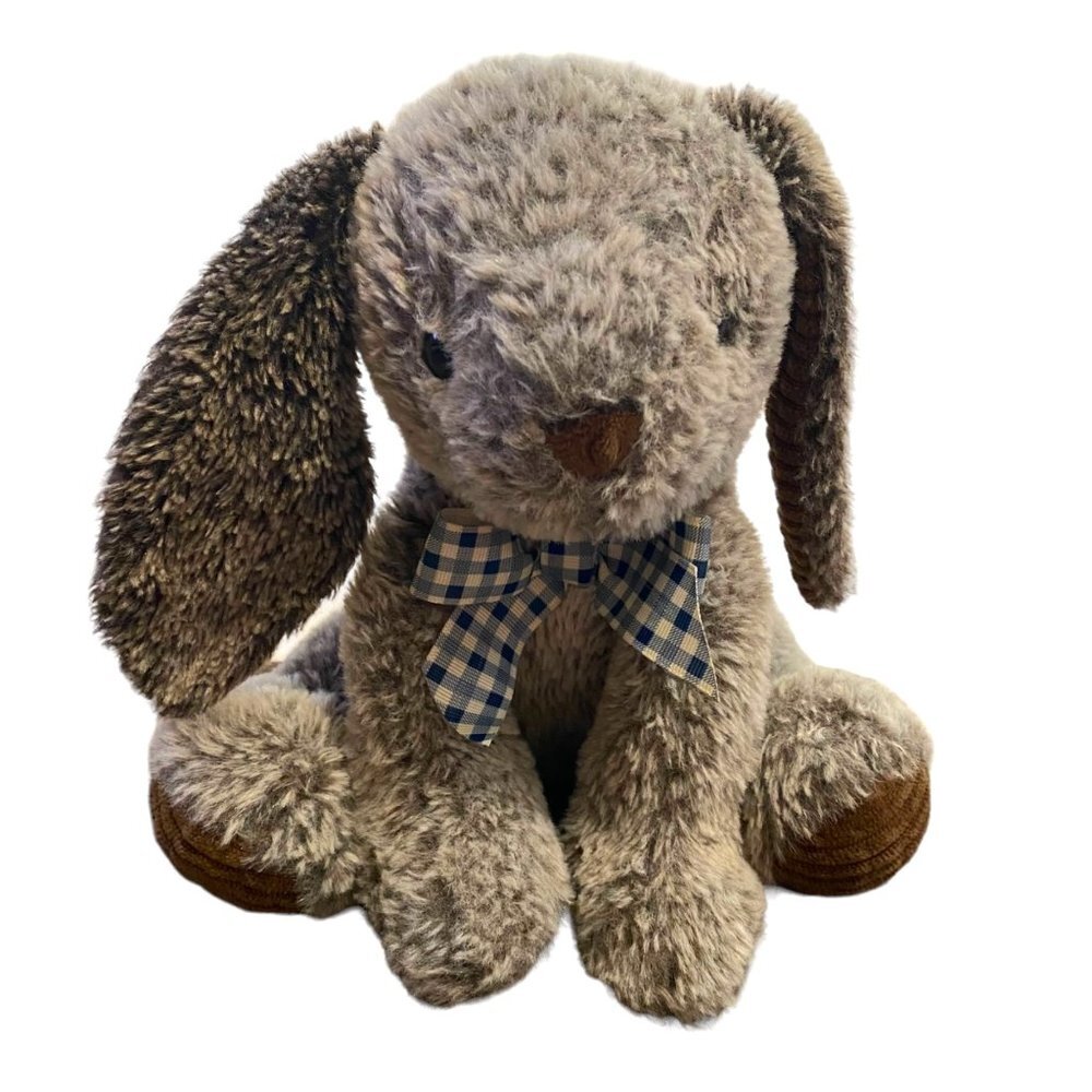 Homerbest Soft Gray Bunny Rabbit with Plaid‎ Bow Plush Stuffed Animal Toy 10"